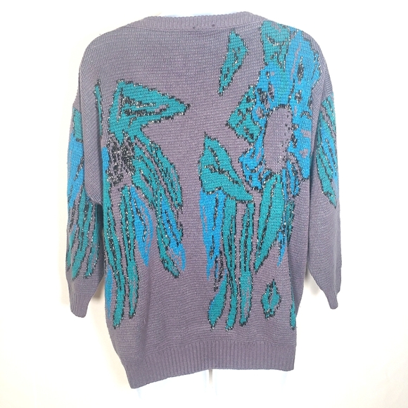Vintage Knit Grey, Blue Green Sweater Size - Picture 7 of 9